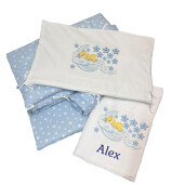 Lenjerie de pat Personalizata imprimata Steluțe pe bleo - Ursuleț adormit