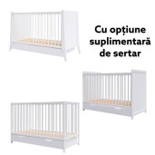 Pătuț bebe + saltea + Lenjerie de pat cu apărători matlasate și perna deco și fundițe colorate + baldachin cu suport Deseda Albastru pal
