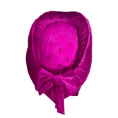 Cuib bebelusi cu desfacere, din Catifea Ciclam, cu salteluta matlasata detașabilă