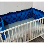 Apărători matlasate pătuț bebeluși, din Catifea Clasic Bleumarin