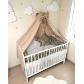 Lenjerie de pat din CATIFEA Maro mediu cu apărătoare împletită în 3 și perne deco steluțe și norisor Deseda