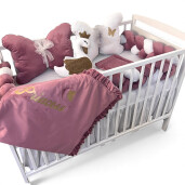 Lenjerie de pat din CATIFEA personalizata cu apărătoare împletită în 3 și perne deco fluturasi Deseda