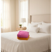 OTL Set 2 cearsafuri pat matrimonial 160x200 cm h 25 cm portocaliu + roz