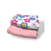 OTL Set 2 cearsafuri pat matrimonial 120x200 cm h25 cm floricele - stelute albe pe roz