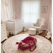 Cuib baby nest bebelusi DeLuxe din Catifea, Personalizat si cu dantela Aurie, mânere, salteluta matlasata detașabilă Deseda Roz ciclam inchis