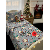 Husa pilota din FINET FLANNEL cu fermoar Mos Craciun pe gri