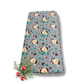 Cearsaf de pat din Finet - Flanel de iarna, cu elastic roata, Mos Craciun pe gri