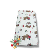 Cearsaf de pat din Finet - Flanel de iarna, cu elastic roata, Reni mari