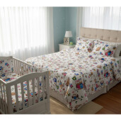 Lenjerie de pat cu aparatori pufoase Bufnite + lenjerie pat matrimonial Momente Deseda