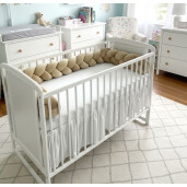 Apărătoare laterala pătuț bebe bumper împletită din Catifea, 240 cm Deseda Bej - auriu