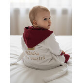 Set Halat capot de baie bebeluși Personalizat + Prosop cu capison, din frotir de bumbac cu catifea Deseda Bleumarin