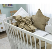 Lenjerie de pat din CATIFEA Bej aurie cu apărătoare împletită în 3, port bebe și perne deco steluța și norisor Deseda