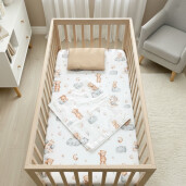 Set 3 piese cu cearsaf paturica si perna Ursi pe nori