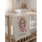 Paturica dubla de iarna, personalizata, imprimată Prințesa