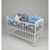 Lenjerie de pat cu 3 pernute norisori si impletitura Stelute + lenjerie pat matrimonial Momente Deseda