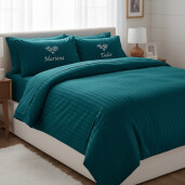 Lenjerie de pat 2 persoane Personalizata Damasc Verde LUX by Deseda