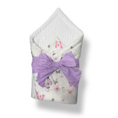 OTL 2 in 1 Port bebe 100x100 cm si plapumioara bebelusi Fluturasi gri-lila