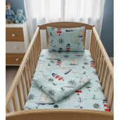 OTL Set 3 piese cu cearsaf paturica si perna Farul pe albastru