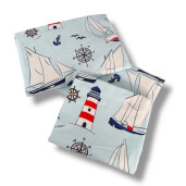 OTL Set 3 piese cu cearsaf paturica si perna Farul pe albastru