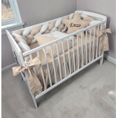 Pat + Saltea + Lenjerie de pat cu apărătoare împletită în 4, Deseda