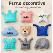 Perna decorativa ptr copii Personalizata Norisor din plush Mincky colorat Deseda
