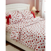 Lenjerie de pat 2 persoane Inimioare rosii Cu Funda Uni Rosie by Deseda