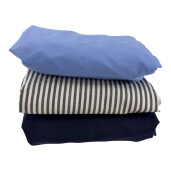 Set 3 cearșafuri patut, cu elastic roata, marime la alegere Mix Dungi albastre-bleumarin