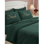 Lenjerie de pat Personalizata cu mesaj,  pentru Nasi Verde inchis 2 persoane LUX by Deseda