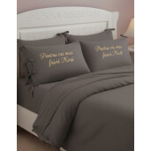 Lenjerie de pat Personalizata cu inchidere cu panglici si cu mesaj, 2 persoane LUX by Deseda