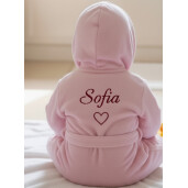 Halat capod de baie bebeluși Personalizat, din frotir de bumbac Deseda Roz