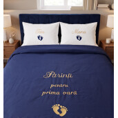 Lenjerie de pat Personalizata Cadou cuplu, 2 persoane LUX by Deseda Parinti pentru prima oara