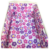 Lenjerie de patut bebelusi 5 piese cu aparatori laterale pufoase CN Floricele