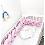 Apărătoare laterala pat bumper împletită 180 cm Deseda UNI Roz baby