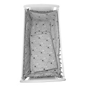 Lenjerie de patut bebelusi 5 piese cu aparatori laterale pufoase Steluțe gri pe gri