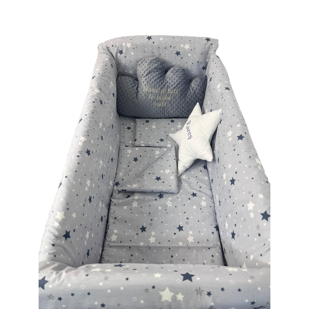 Set Aparatori laterale protectii pat bebe Maxi - Cusute cu mult drag!